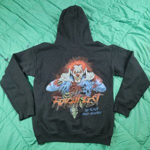 Six Flags Fright Fest Adults Large Pullover Scary Clown Black Long Sleeve